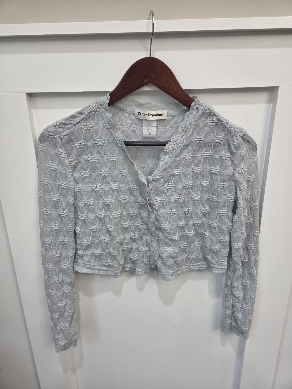 Cotton Emporium Textured Cropped Cardigan